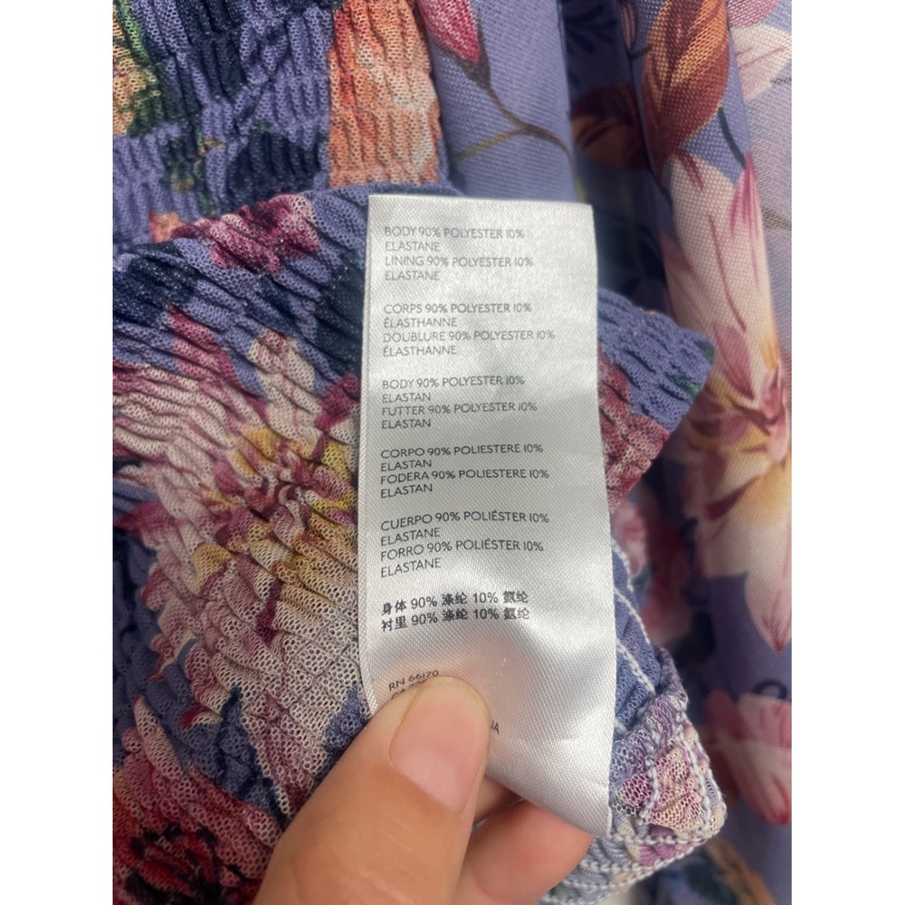 Anthropologie Floral Off-Shoulder Smocked Puff-Sleeve Top - Lavender - Picture 9 of 9